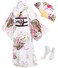 Japanese Anime Women's Kimono Robe Geisha Yukata Sweet Dress Blossom Satin Bathrobe Sleepwear Fans Tabi Socks Set White Plus Size
