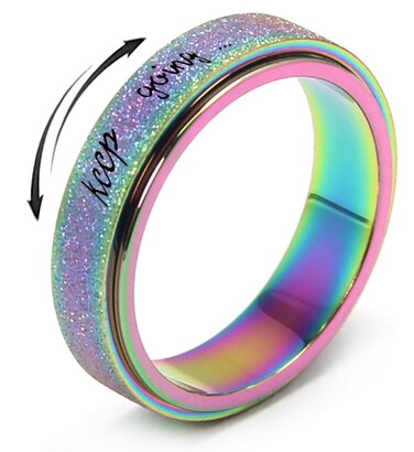 MHWTTY Anxiety Ring for Women Fidget Toys Adults Spinner Ring Fidget Rings Fidget Rings Fidget Spinner Ring Men Rainbow Size 8