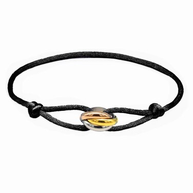 Generic Handmade String Bracelet，Trinity Adjustable Bracelet Unisex Adjustable, Gift for Men and Women (Black), Large
