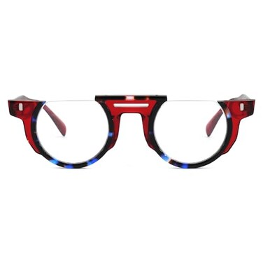 Zeelool Classic Half-frame Round Glasses with Non-prescription Clear Lens for Men ZJGA332547-05 Red