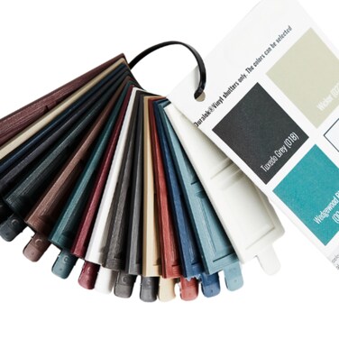 Duralok Vinyl Shutter Sample Kit   Easily Match Your Shutter Color and Style   Raised Panel and Louvered Exterior Shutter Sample Kit