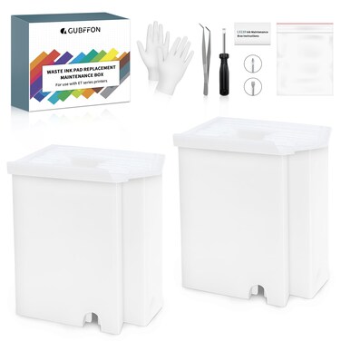 GUBFFON Waste Ink Tank Pad Replacement for Epson Ecotank ET-2800 ET-2803 ET-2720 ET-4700 ET-2711 L3110 L3210 L3150 L3250 etc. Printers, Maintenance Box with Extra Sponge Absorbent(2 Pack)