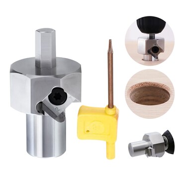 Bench Dog Hole Chamfer Reamer Tool, Stainless Steel Dog Hole Chamfer Reamer for 19mm/20mm Dog Holes Polished Finish, Dog Hole Shaping Trimmer T10 Alloy Blade Stainless Steel 9mm Hex Shank (19mm)