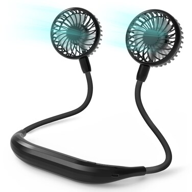 COMLIFE Portable Neck Fan, 2600mAh Battery Operated Ultra Quiet Hands Free USB Fan with Strong Wind, 360&deg; Adjustable High Flexibility Wearable Personal Fan for Home Office Outdoor Travel (Black)