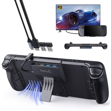 NewQ Portable Steam Deck Dock for Steam Deck/OLED, Stand Design USB C Hub with HDMI 4K@60Hz, 2 USB-A, PD-in 100W Max, Travel Steam Deck/Steam Deck OLED Accessories