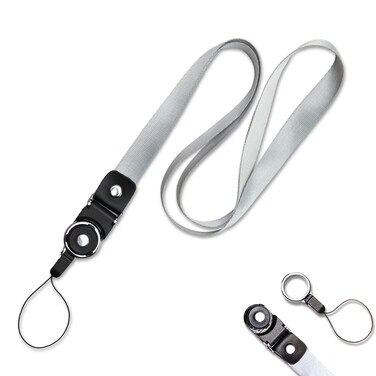 Durable Lanyard for iFLYTEK Translator, 23.63" Lanyard with Soft Polyester, Detachable Safety Buckle and Leather Connector, Applicable for Device, ID Badge, Key, Silver