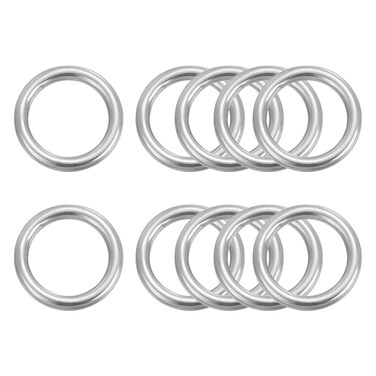 uxcell 304 Stainless Steel O Ring, 10pcs 35mm(1.38") Outer Dia. 5mm Thickness Multi-Purpose Metal Welded O-Ring Round Ring for Hardware Luggage Accessories