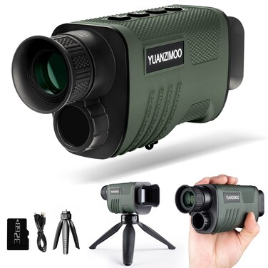 Night Vision Monocular Digital Infrared Monocular Telescope for 100% Darkness with 8X Zoom 2000mAh Rechargeable Battery Upgrade Tripod 32 GB SD Card &amp; Card Reader, for Adult Hunting Camping Green