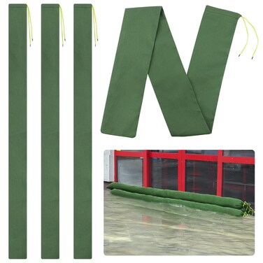 4 Pcs 6' &times; 6" Long Sand Bags for Flooding - Thickened Canvas Flood Protection Sandbag Tube with Elastic Band, Reusable Flood Rain Wind Barrier Sand Bag Tube for Door Window Flood Control
