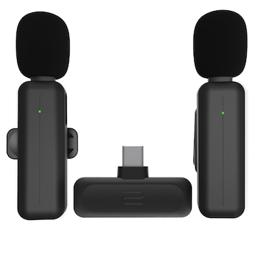 2 Pack Wireless Mini Lavalier Lapel Microphone for iPhone 15,16,Android Phone - 80ft Cordless Clip on Dual Mics with Noise Reduction 5H Working Time for Video Recording Vlogging, YouTube, Interview