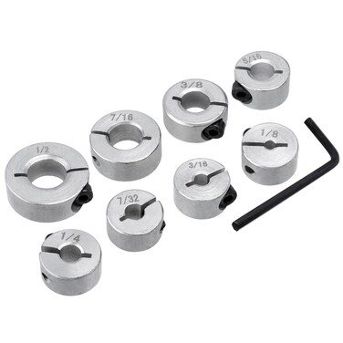 Yakamoz 8Pcs Drill Stop Collar Set Drill Bit Depth Stop Collars Split Ring Drill Depth Limiter Drill Stopper Imperial Sizes 1/2" 7/16" 3/8" 5/16" 1/4" 7/32" 3/16" 1/8