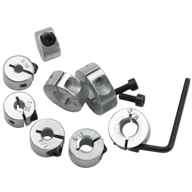 Eyech 8 Pcs Drill Bit Stop Collar Set Split Ring Clamping Shaft Collars Drilling Limit Ring Drill Depth Stop Bit with M5 Set Screws (Imperial 1/2", 7/16", 3/8", 5/16", 1/4", 7/32", 3/16", 1/8")
