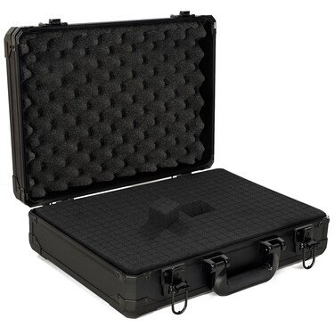 ITHWIU 15 Inch Aluminum Carrying Case 15 X 11 X 4.3 Inch Ideal for Microphone &amp; Camera Gear Transportation, DJ Mixer Case with Customizable Pre-Diced Foam, Black
