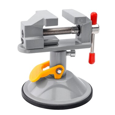 Mesee Mini Drill Press Vice with Suction Cup, Adjustable Carving Vise 360 Degrees Rotation Walnut Clamp Rotatable Table Bench Vice Clip On Tool for Jewelry Nuclear DIY Craft Sculpture - Grey