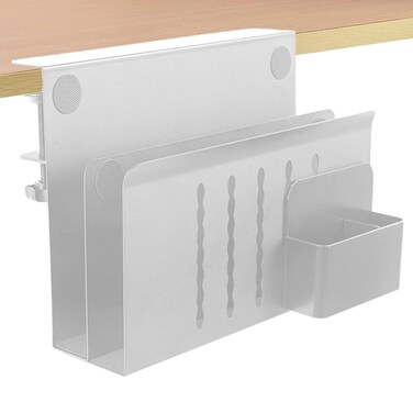 osseph 2 Tier Desk side storage,Under Desk Storage Clamp On Desk Organizer with Magnetic Pen Holder, No Drill Hanging Under Desk Laptop Holder for Office and Home