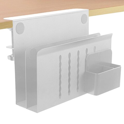 osseph 2 Tier Desk side storage,Under Desk Storage Clamp On Desk Organizer with Magnetic Pen Holder, No Drill Hanging Under Desk Laptop Holder for Office and Home
