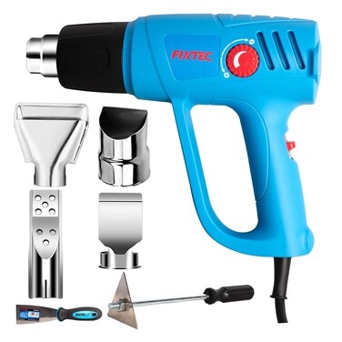 FIXTEC Heat Gun 1500W Heavy Duty Hot Air Gun Kit Variable Temperature Control with 2-Temp Settings 122℉~1112℉ with Overload Protection for BBQ, PVC Tubing shrinking, Crafts and Stripping Pain