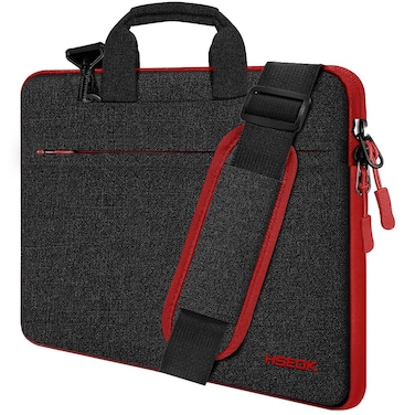 Hseok Laptop Shoulder Bag 15 15.6 16 Inch Briefcase, Compatible MacBook Pro 16 inch 2025-2019 M4 M3 M2 M1, Mac 15.4", XPS 15 and Most 15-16 inch Notebooks, Spill-Resistant Handbag, Black &amp; Red