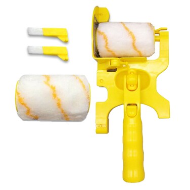 Elvaesther Paint Roller Brush, Multifunctional Hand-held Clean-cut Paint Edger Roller Brush, Removable Cleaning Brush Safe Portable Tool for Home Office Room Wall Ceilings 1 set long handle