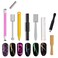 JERCLITY 9 Pieces Nail Magnet Tool Set Double-Head Flower Design Nail Magnet Pens Magnet Stick 3D Magnetic Cat Eye Gel Polish Nail Art for UV Gel Line Strip Multi-Function Magnet Board Nail Art Tool