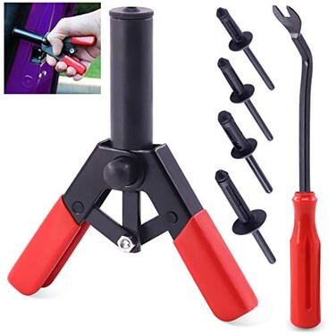 Keadic 42Pcs Plastic Rivet Gun Set with Nylon Blind Rivets and Fastener Removal Tool, Nylon Blind Rivets Kit Hand Riveter Plastic Riveter Rivet Gun Quick Set for Automotive