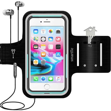 smartlle Arm Phone Holder for Running, Armband Cellphone for iPhone 15 14 13 12 11 Pro Max/XR/8 7 6s Plus, for Galaxy A/S/Note Up to 6.9&rsquo;&rsquo;, for Exercise Gym Fitness Sports Gear-Black