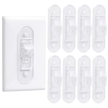 Wall Switch Guard, Childproof Light Switch Cover Guard   Toggle Style   Light Switch Protection   Lock Toggle Switch in On or Off Position   8 Pack, Clear