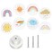 OctinPris Boho Rainbow Drawer Knob Pulls Round Wood Cabinet Knobs for Boys Girls Kids Dresser Knobs for Nursery Closet Cupboard Wardrobe Rainy Cloudy (8-Pack)