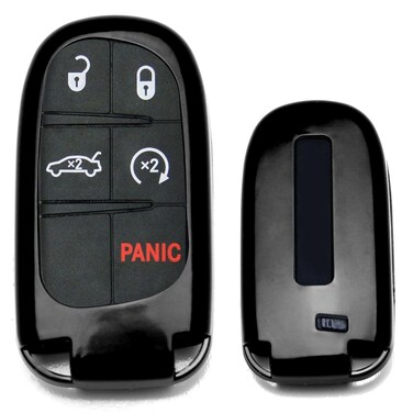iJDMTOY Exact Fit Glossy Metallic Black Smart Key Fob Shell Cover Compatible with Charger Challenger Dart Durango Journey, Grand Cherokee Renegade, 200 300, etc