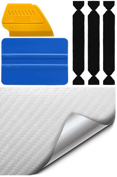 VViViD White Carbon Fiber Automotive Vinyl Wrap Film w/ 3M Toolkit (1ft x 5ft)