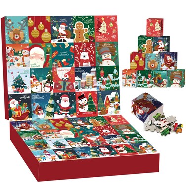 Christmas Advent Calendar 2024 advent calendar jigsaw puzzle with 24 Boxes 24 Day 1008 Piece Countdown Calendar Puzzle for Kids and Adults