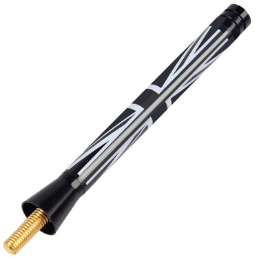 ONE250 Antenna, Compatible with Mini Cooper All Models - Will fit Any Mini Cooper, Cooper S, Convertible, Countryman, Clubman, Coupe or Roadster (Black/White Union Jack UK Flag)