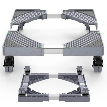 HQO LOVL Mini Fridge Stand with 4 Locking Wheels 15.7"-23.6" Adjustable Dolly Washing Machine Stand Universal Stand Base for Furniture Portable Refrigerator Dryer Stand (Grey)