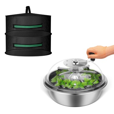 MELONFARM Bud Leaf Bowl Trimmer Twisted Spin Cut for Hydroponic Plant with Sharp Stainless Steel Blades, 2-Layer Plant Rack Included (16 Inch + 2-Layer 2ft Rack)