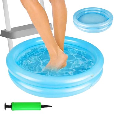 2 Pcs Inflatable Pool Foot Bath Basin, Pool Foot Bath, Foot Soaking Bath Basin for Pool Entry Ladder Swimming Pool Clean Feet, Portable Pool Foot Wash Basin for above Ground Pool (Blue)