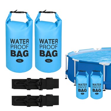 Pool Step Weights, Pool Ladder for Above Ground Pools, Sand Bags Step Anchors Waterproof Sand Bags for Pool Steps with Heavy-Duty Nylon &amp; Strap for Swimming, Hiking (Blue-10L-2pcs)