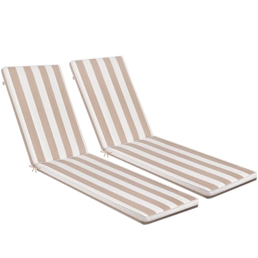 Only choice 2 Pcs Set Outdoor Lounge Chair Cushions Patio Chaise Lounge Replacement Cushions Furniture Seat Cushions Chair Pads(Beige White Striped)