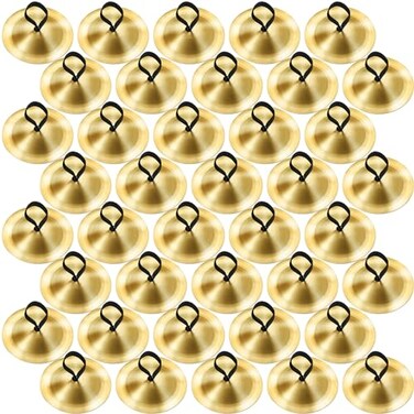 Fiada 40 Pcs Finger Cymbals Belly Dancing Musical Instrument Percussion Zills Instruments for Adults Dancer Party (Gold)
