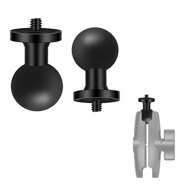 2PC 1" Ball Mount Adapter with 1/4"-20 Threaded Stud for Insta360 One X3, X2, X, R, RS, GO 2, GoPro Hero, Compatible with RAM Ball Head Mounts B Size Double Socket Arm