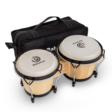 BAHAMUT Bongo Drum Set, 6"+7" Wooden Bongos for Adults &amp; Kids Beginners, Ideal Percussion for Education and Practice, Comes with Tuning Wrench &amp; Waterproof Bag