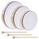 Nydotd 3pcs Hand Drum Percussion Wood Frame Drum with Drum Stick 12 Inch 10 Inch 8 Inch Percussion Instruments Preschool Musical Education Performance Pro (Wood Color, 12 Inch 10 Inch 8 Inch)