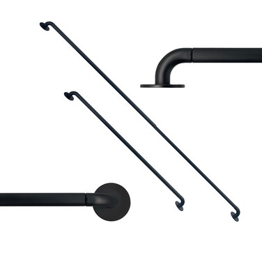 ARNORX 0.4" French Door Wrap Around Curtain Rods, Caf&eacute; Rods, Sheer Curtain Rods，Sash Curtain Rods，2 PCS, 16 to 28 Inch (Black)
