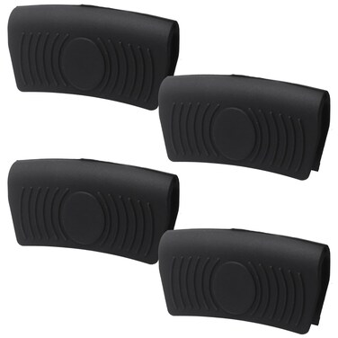 Bonsicoky 2 Pair Silicone Assist Handle Holder - Heat Resistant Pot Handle Covers - Non-Slip Handle Covers Handle Holder for Kitchen Pot Pan - Black