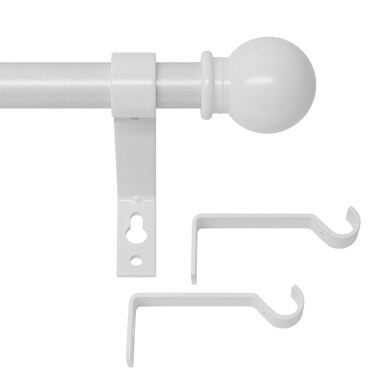 White Curtain Rods for Windows 66 to 120, Adjustable Long Curtain Rod for Outdoor Patio, Sliding Glass Door, Heavy Duty 5/8 Diameter Drapery Rod Set, 10 ft Metal Curtain Pole, Easy Install - White