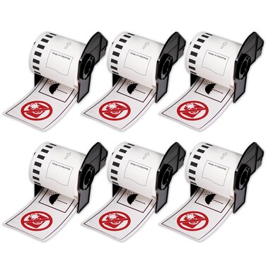 BETCKEY - Black/Red on White Continuous Labels Replace for Brother DK-2251 (2-3/7" x 50'), Use with Brother QL-800, QL-810W, QL-820NWB Printers [6 Rolls]