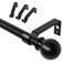 Black Curtain Rods for Windows 66 to 120, Long Curtain Rod for Outdoor Patio, Sliding Door, Adjustable Heavy Duty Drapery Rod Set Easy Install, Decorative 5/8 Diameter Drape Pole 10 ft Width
