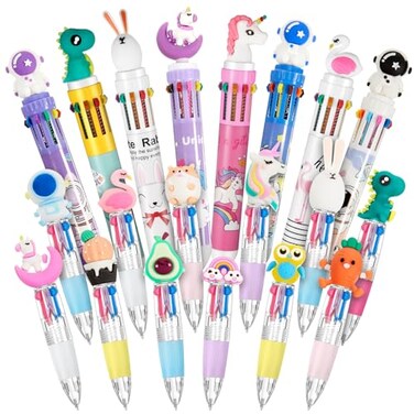 Mooliwe 18 Pcs Multicolor Pen in One Include 4 In1 Multicolor Ballpoint Pens 10 in 1 Colored Cute Pens Retractable Cartoon Ballpoint Pens for Valentine's Day Birthdays Office Gifts (Classic)