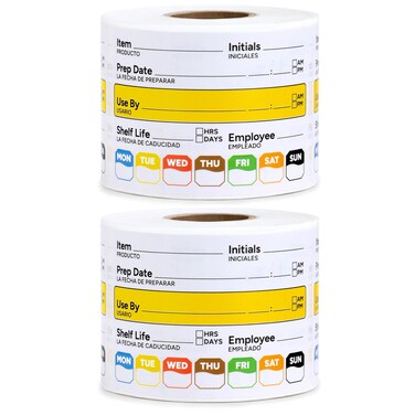 Restaurant Quality Shelf Life Food Rotation Labels, 2&rdquo; x 3&rdquo; Self-Adhesive Removable Freezer Food Labels Stickers, Perfect for Reusable Containers, Food Date Sticker (Large, Count, 2)