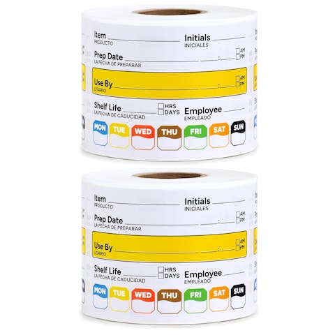 Restaurant Quality Shelf Life Food Rotation Labels, 2&rdquo; x 3&rdquo; Self-Adhesive Removable Freezer Food Labels Stickers, Perfect for Reusable Containers, Food Date Sticker (Large, Count, 2)