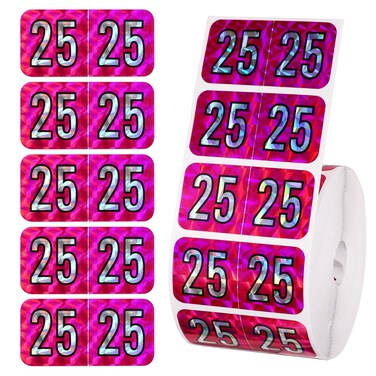 500pcs 2025 Year Stickers, File Folder Year Labels 2025 New Year Stickers Color Coded Stickers 3/4x1-1/2 Inch 25 Year Labels for Tab File Folders Office Supplies(Holographic Rose Red)